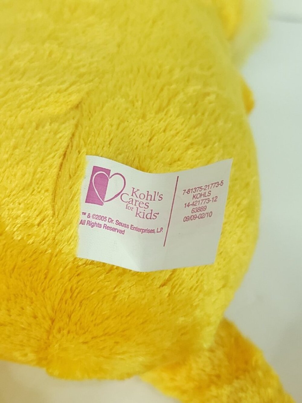 Dr. Seuss The Lorax 16” Kohl's Cares Yellow Plush Character Stuffed Animal 2010 - Picture 7 of 7